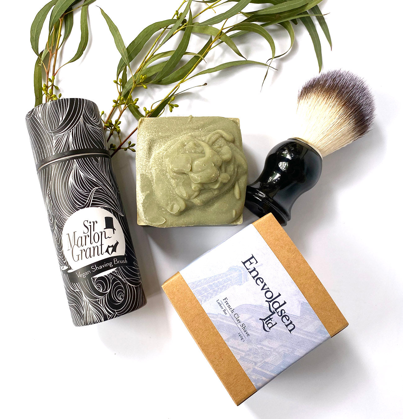 Enevoldsen Men's French Clay. Shave Bar + Brush - The Apothecary Fairy