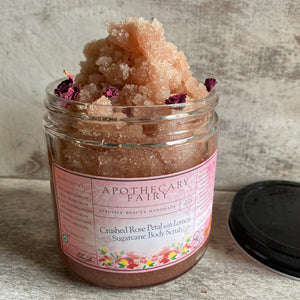 Crushed Rose Petal with Lemon Sugarcane Body Scrub - The Apothecary Fairy