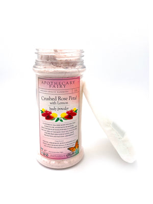 Crushed Rose Petal with Lemon Talc-Free Body Powder- 4oz - The Apothecary Fairy